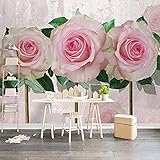 DEKii 3D Rosa Rose Blumen Ansicht Großes Kunstwerk im europäischen Stil für Arbeitszimmer Schlafzimmer Fernseher Wanddekoration 3D Tapete Home Decor Paste Die Fototapete