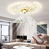 MAKIPERFE Creativity Deckenventilatoren mit LED-Leuchten und Fernbedienung, moderne Kunst-Deckenventilatorleuchte für Außen-/Innenterrasse, Bauernhaus, Schlafzimmer, Heimdekoration