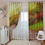 AOKLEY Vorhang Blickdicht Grün&Wald Verdunkelungsvorhang ösen Thermovorhang Gardinen Vorhangschal Vorhang mit Ösen für Wohnzimmer Größe:140cm(B) x160cm(H)