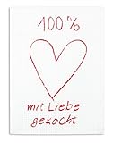 KRACHT, Halbleinen Geschirrtuch, 100% mit Liebe gekocht, ca. 50/70 cm