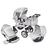 Buggie Urbano Vintage | 3-in-1-System | Kinderwagen, Kombikinderwagen, Babyschale, Autositz System | Zwei-Wege-Griff | Travel System | Moderner, Leichter Trolley mit Allem Zubehör Inklusive