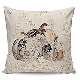 Winter Rangers Dekorativer Kissenbezug mit Kürbisse, Herbstblumenkürbisse, Pflanzenleinentextur, ultraweicher Kissenbezug, bequem, quadratisch, für Sofa, Schlafzimmer, 50,8 x 50,8 cm