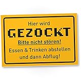 DankeDir! Hier wird gezockt Schild - Partydeko Zocker Geschenkidee Deko Spielzimmer Schüler Türschild Zimmer Party - Teenager Geschenk Gamer Geburtstagsgeschenk Dekoration Jugendlicher