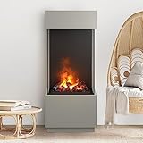 Noble Flame Java [dreiseitiger Elektrokamin Opti-myst mit Verglasung]: Seidengrau - Mit Heizung