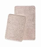 Yeaban Hellgraue Badezimmerteppich-Sets 2-teilig – dicke Chenille-Badematten | saugfähiger und waschbarer Badteppich, rutschfest, Plüsch und weiche Teppiche für Badezimmerboden, Dusche, Waschbecken –