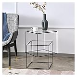 Furniture Couchtisch Quadratischer Beistelltisch, schmaler Beistelltisch mit Tischplatte aus gehärtetem Glas und Metallrahmen, neben dem Sofa, Beistelltisch, Nachttisch for Wohnzimmer, Schlafzimmer, B