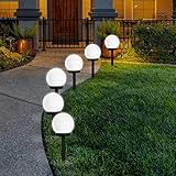 FLOWood LED Solar Gartenleuchte, Solar Globe Lichter Outdoor Globe Stab Licht Garten Weg Beleuchtung für Garten Kaltweiß 6 Stück