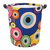 OKJK Klappbarer wäschekorb,Evil Eye Musterdruck, Wäschekorb Blume Schmutzige Kleidung Zusammenklappbarer Wäschekorb Wasserdicht