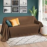 Beautissu Romantica Tagesdecke 210x280 cm - Wildleder-Optik Überdecke als Bettüberwurf & Sofaüberwurf Decke - Große Tagesdecken für Bett & Couch - Überwurfdecke in Dunkelbraun