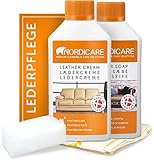 Nordicare Lederpflege Set [250ml] für Auto, Couch und Möbel I Lederreiniger zur Leder Pflege I Lederpflegeset, Leder Reinigung, Lederpflege Sofa, Leather Cleaner, Lederpflege Auto