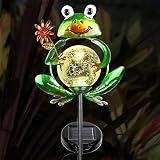 Litake Solar Gartenleuchte Frosch,Gartendeko Solarleuchten für Außen Metall Tierfiguren Wasserdichte Garten-Solarleuchten im Freien Gartenfiguren