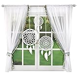 Flying Curtains Einzigartige Deko Gardinen für Wohnzimmer Schlafzimmer | Fenster-Gardine mit Kräuselband Dekoration Zimmer Scheibengardinen Modern Home Decor Traumfänger Fransen L467, 160 x 50 cm