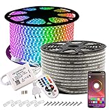 LED Lichtband, GreenSun RGB LED Strip Außen 10M, Bluetooth LED Streifen mit Fernbedienung Lichterschlauch, Wasserdicht IP65 Lichterkette für Weihnachten, Party, Haus Deko