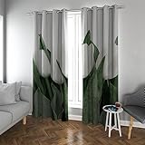 Deertweet Home Weiße Tulpen-Vorhänge für das Schlafzimmer Florale Verdunklungsvorhänge mit Ösen lichtfilternd Privatsphäre geschützt für Wohnung/Dormitorium 2 Panels H138xB132