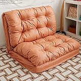 Klappbares Schlafsofa, 5-Fach verstellbare Bodenliege, 2-in-1-armloses faules Couch-Schlafsessel-Bodensofa für Zuhause, Schlafzimmer, Wohnzimmer, Büro (Color : Orange, Size : 120cm