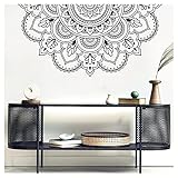 Grandora Wandtattoo Wandsticker Wohnzimmer Mandala I schwarz (BxH) 115 x 58 cm I Boho Style Wandaufkleber Schlafzimmer Sticker Flur Yoga Ornament Aufkleber W5591