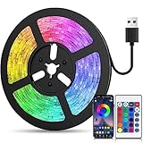 LED Strip 2m USB, RGB LED Streifen, Farbwechsel LED Lichterkette mit Fernbedienung, App-steuerung, Musikmodus, Timer-Einstellung, LED Band für Haus Schlafzimmer TV KücheDeko