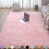 Optik Wohnzimmerteppich Teppich Dekorativer Teppich für Schlafzimmer Soft Touch Teppiche Große (Rosa,160×230 cm)