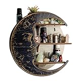 Thrivinger Regal Moon – schwimmendes Mondregal aus Holz | Wandregal aus Kristallglas, für ätherische Öle im Wohnzimmer – Gothic Decor