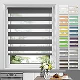 Allesin Doppelrollo Klemmfix ohne Bohren & mit Bohren, (110x130cm Anthrazit), Duo Rollos für Fenster und Tür, Klemmrollo Fensterrollo lichtdurchlässig und verdunkelnd, Sichtschutz und Sonnenschutz
