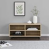 [en.casa] Lowboard auf Rollen 'Gränne' 90x35x41cm mobiles Regal TV-Schrank 4 Ablagen Fernsehregal Fernsehtisch Sonoma-Eiche