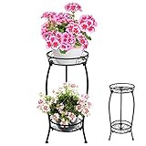 Giyiprpi Pflanzenständer Metall, 2 Etagen Stall Blumentopf ständer Blumenhocker Blumentopfständer für Innen- und Außen, Pflanzgefäß Display Halter für Wohnzimmer Balkon Garten (Style 2)