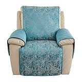 toiasnu Spandex Sesselschoner, Jacquard Ruhesessel Bezug mit Taschen rutschfest Sesselschoner für Fernsehsessel Abnehmbarer Waschbar Ruhesessel Bezug Für Kinder Pets-blau-23