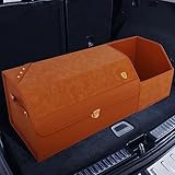 Auto Kofferraum Organizer Aufbewahrungsbox für Infiniti Q50 Q50L Q60 Q70 QX30 QX50 QX60 QX70 QX80 Leder Kofferraum Box Autotasche Rutschfester Mit Deckel Langlebig,Orange Style-S+M