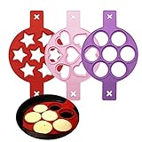 Silikon Spiegelei Form, 3PCS Herz&Rund&Stern Form Pfannkuchen Maker für die Einsparung von Kochzeit, isolierte Keksform Backen Schablone für schnelle einfache DIY Ei Cupcake Gebäck