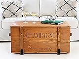 Uncle Joe´s Truhe Champagne Couchtisch Truhentisch im Vintage Shabby chic Style aus Massiv-Holz in braun mit Stauraum und Deckel Holzkiste Beistelltisch Landhaus Wohnzimmertisch Holztisch nussbaum