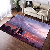 PUREUV EIS Und Schnee Abenteuer Cartoon Anime Teppich, Wohnzimmer Nachttisch Kinderteppich, ELSA Anime Fußmatte, Küche rutschfeste Bodenmatte, Geschenk A45 120×180Cm