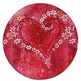 Rote Herzen Liebe bedruckter runder Teppich weiche Flanell rutschfeste runde Matte waschbare Teppiche für Wohnzimmer Sofa Schlafzimmer Badezimmer Teppich - 61 cm
