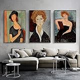 ATHFIN Vintage-Figur-Portrait-Ölgemälde auf Leinwand, Wandkunst, abstrakte nordische Frauen, Poster für Wohnzimmer, Wanddekoration, Bild, 60 x 90 cm x 3 cm, rahmenlos