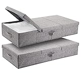 Rendcqin Unterbett Aufbewahrungsbox mit Deckel, 2 Stück Unterbettkommode, Faltbare Unterbett Aufbewahrungstasche, Für Schuhe, Spielzeug, Decke mit 3 Griff, 80 * 40 * 16cm