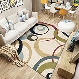 DJHWWD Büroteppich Waschbarer Teppich Teppich Salon Grün Ring Geometrisches Muster Teppich Studie Mehrere Größen 120X180Cm Carpet Bedroom Grün