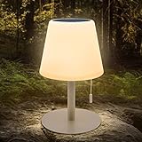 LED-Solar-Tischleuchte Außen 8 Farben Outdoor Kabellos Tischleuchte 2 in 1 Solarladung&USB Aufladung Dimmbar Dekolampe mit Fernbedienung solar Tischlampe outdoor für Tisch garten schlafzimmer (Grau)