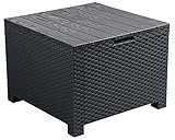 Ondis24 Gartentisch Aphrodite, Loungetisch mit Aufbewahrungsbox, Beistelltisch mit Staufach aus Kunststoff, 130 Liter, Maße ca. 59 x 59 x 45 (H) cm, 7,5 kg, anthrazit
