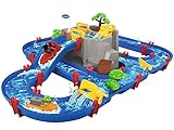 AquaPlay - Wasserbahn Set Bergsee - 42-teiliges Spieleset mit Bergsee, Wasserfall und geheimer Höhle, Wasserspielspaß inkl. 3 Tierfiguren und 2 Booten, für Kinder ab 3 Jahren