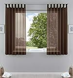 2er-Pack Gardinen Transparent Vorhang Set Wohnzimmer Voile Schlaufenschal mit Bleibandabschluß HxB 175x140 cm Braun, 61000CN