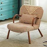 Mid-Century Fabric Rocker, Moderner Loungesessel mit Hoher Rückenlehne, Gepolsterter Sessel mit Ottomane und Holzrahmen Bequemer Beistellstuhl (Color : Style 2)