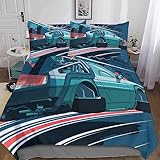 Rochile Auto Betten Set Kinder 3D Bettbezug Set Gedruckt Bettwäsche Set Für Mikrofaser Illustrationen Kinder Jungen Mädchen Weich Haltbar Atmungsaktive Double（200x200cm）