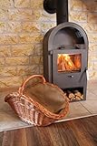 großer Kaminholzkorb aus Weide mit Jute Kaminholztasche Feuerholzkorb Weidenkorb Kaminkorb Holzkorb
