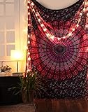 RAJRANG BRINGING RAJASTHAN TO YOU Mandala-Tapisserie für das Schlafzimmer Boho-Baumwolle indische Hippie-Pfauen-Wandkunst ästhetische indische Wandteppiche für die Heimdekoration 213 x 137 Pink Lila