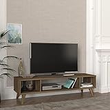 [en.casa] Fernsehtisch Sottunga Fernsehschrank mit 3 Ablagen Lowboard 120x35x40cm TV-Board Walnuss