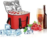 GOYMFK Weiche Kühltasche, Kühltasche, 30 l Thermo-Lebensmittelliefertasche, große isolierte Picknick-Lunch-Tasche, Kühlbox, Lebensmittel-Einkaufstaschen, Kühltasche für Camping, Grillen, Rot