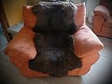 Echter Lammfell Sesselschoner komplett aus Naturfellen 190x70cm braun