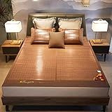 Bambusmatte für Bett, Sommer, kühlende Isomatte, Eisseidenmatratze, doppelseitig, faltbar, glatt, atmungsaktiv, Klimaanlage, Matte für Einzelbett, Schlafzimmer, Studentenwohnheim (B x H: 0,9