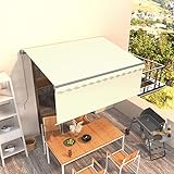 Möbelset Manuell einziehbar Markise mit Rollo 3,5x2,5m creme