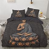 Buddha-Bettwäsche-Set Aus ägyptischer Baumwolle, Bettbezug-Set, Weiches Queen-Size-Bettlaken, Bettbezug (Buddha 03,200 x 200 cm)