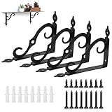 Regalwinkel Schwarz Metall 4 Stück 14cm * 11cm Regalhalterung Schwerlastwinkel Regalhalter Metall Schwerlastkonsole Regalträger Vintage für die Wandmontage Bücherregale Garten Küche